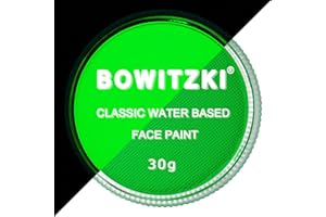 Bowitzki 30g Professional Face Paint Body Paint Water Based Face painting Makeup Safe for Kids and Adults Split Cake Single Color (Neon Green)