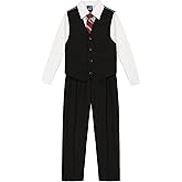 IZOD Boys' 4-piece Formal Dress Up Suit Set, Vest, Pants, Collared Shirt, and Tie