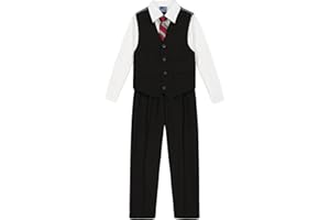 IZOD Boys' 4-piece Formal Dress Up Suit Set, Vest, Pants, Collared Shirt, and Tie