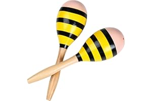 Maracas, Wooden Shaker Musical Percussion Instrument for Adult Kids, Bee