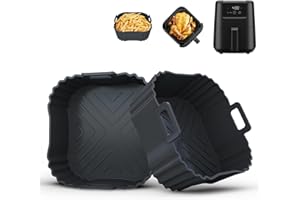 LYHOLKEER 2 Pack Silicone Air Fryer Liners for CHEFMAN 2 Qt, Square Reusable Non-Stick Liners for COSORI 2.1 Quart, Instant Pot Vortex 2QT Mini Air Fryer, Easy Clean & Dishwasher Safe