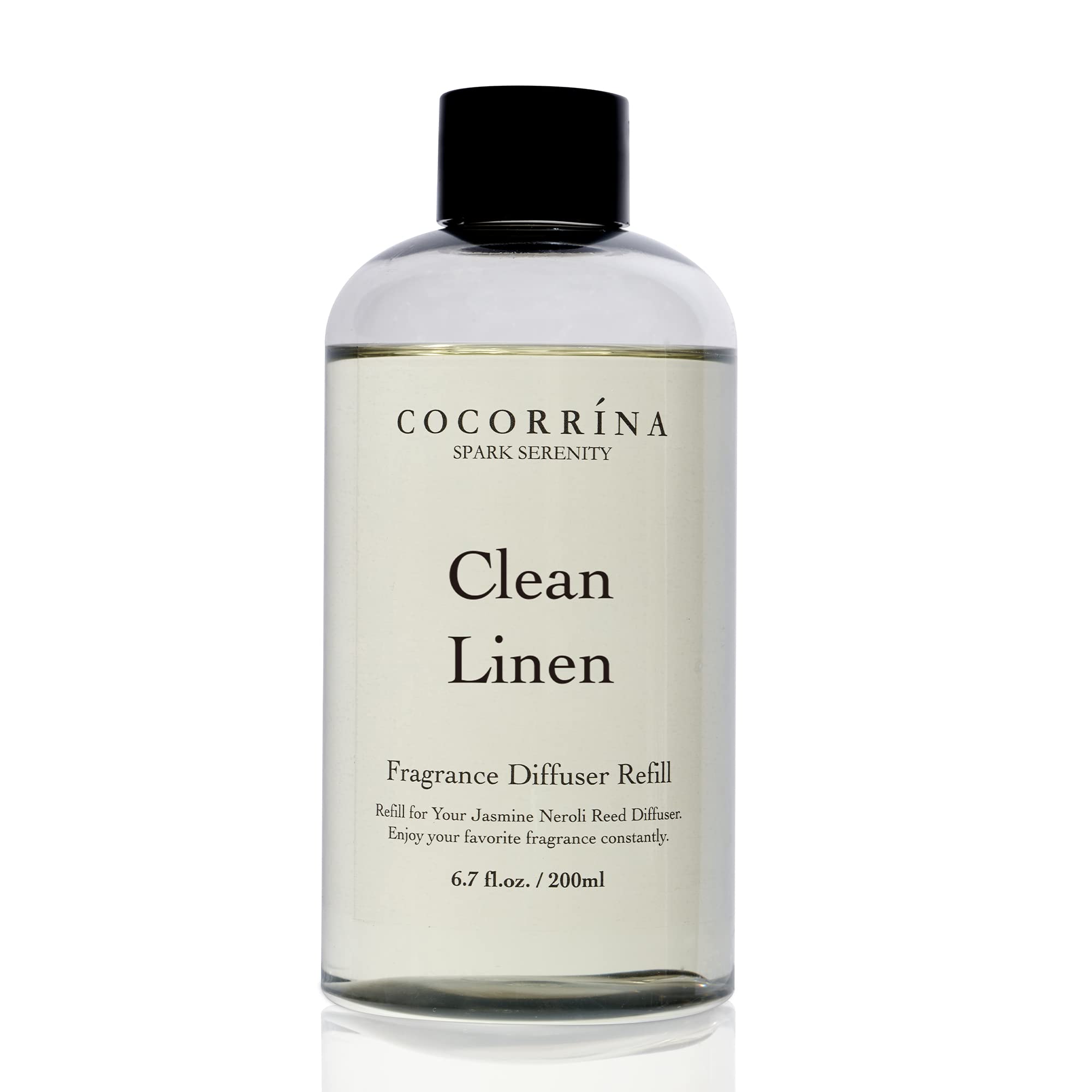 Photo 1 of Cocorrína Clean Linen Scented Reed Diffuser Oil with 8 Sticks Fragrance for Bedroom, Bathroom, Oil Diffuser, Home Décor, 6.7 fl oz. (200 ml)