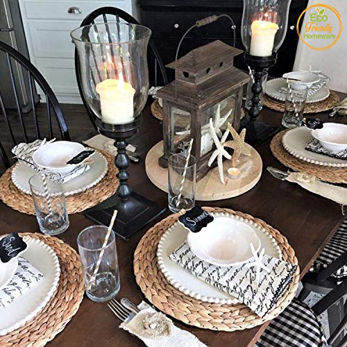 WONDOCK Set De 12 Manteles Individuales Redondos Trenzados Con Posavasos, Antideslizantes Y