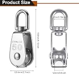 BUYGOO 2PCS M50 Stainless Steel Single Pulley 400KG Heavy Duty Swivel Roller view 2