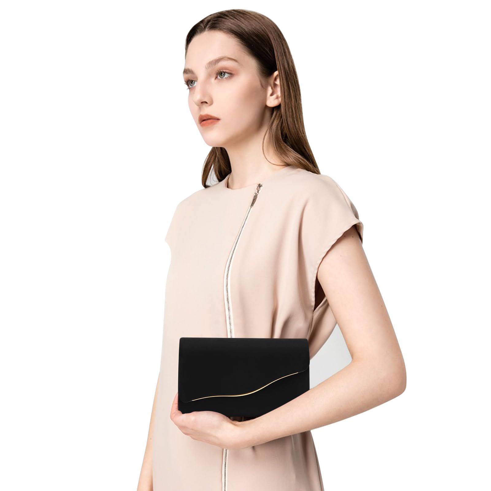 Clutch Purses for Women Evening Bag Faux Suede Formal Party Wedding Cocktail Prom