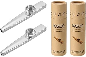 MECCANIXITY Kazoo Musical Instrument Aluminum Alloy Silver with Beautiful Cylindrical Box Pack of 2