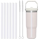 LUCKINEE Replacement Straws for Stanley IceFlow Tumbler 30oz, 6 Pack Plastic Reusable Straws with 2 Straw Cleaner Brushes for IceFlow Tumbler Accessories