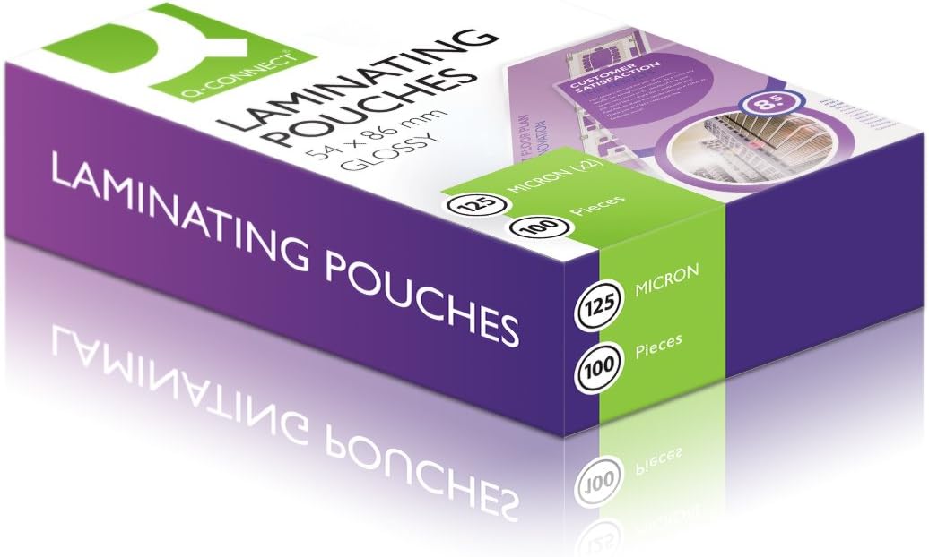 Q-Connect 125 Micron Laminating Pouch, 54 x 86 mm - Pack of 100, Multi-coloured - Image 3