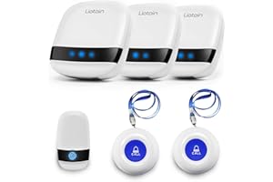 LIOTOIN Wireless Caregiver Pager Call Button Nurse Alert System Call Bell for Home/Elderly/Patients/Disabled 3 Transmitters 3
