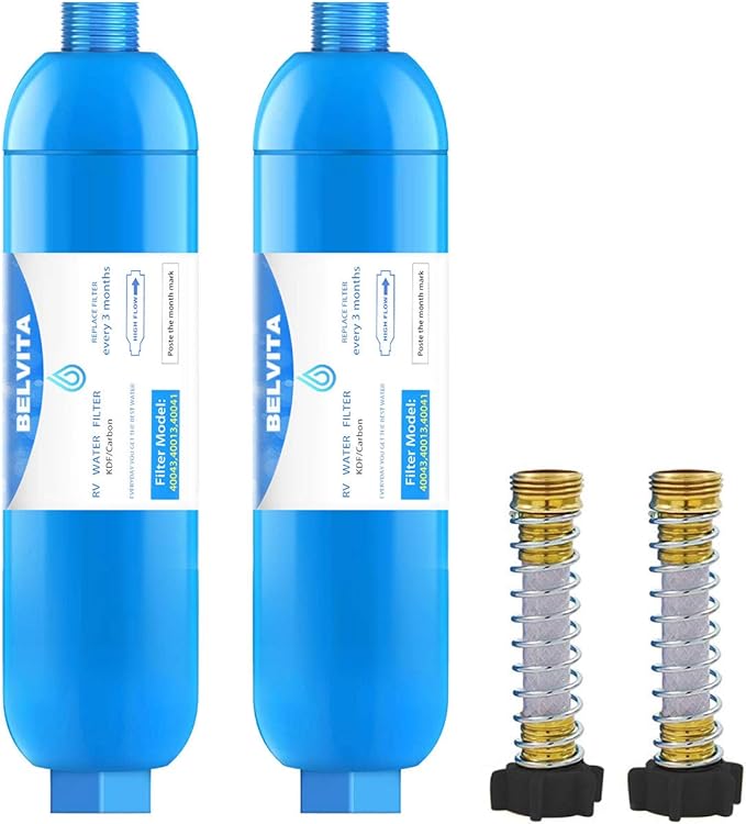 RV Inline Water Filter with Flexible Hose Protector,Dedicated for RVs