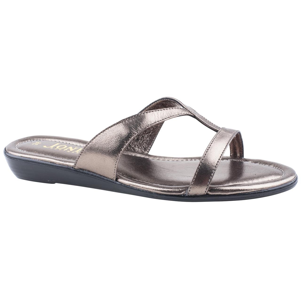 Ladies Jones Bootmaker KLevina 16 Pewter Leather Flat Sandals Size 9