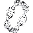 Silvora 925 Sterling Silver Mariner Chain Link Rings, Chain Rings for Women Men Vintage Eternity Band Ring Jewelry Size 6-12