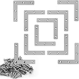 10 Pieces Stainless Steel L Braces (3.1 x 3.1 inch，80 x 80 mm) Flat Corner Braces, Corner Brackets Joint Right Angle Bracket,