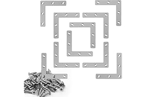 IZIUSY 10 Pieces Stainless Steel L Braces (3.1 x 3.1 inch，80 x 80 mm) Flat Corner Braces, Corner Brackets Joint Right Angle Bracket, 55 Pieces Screws Included