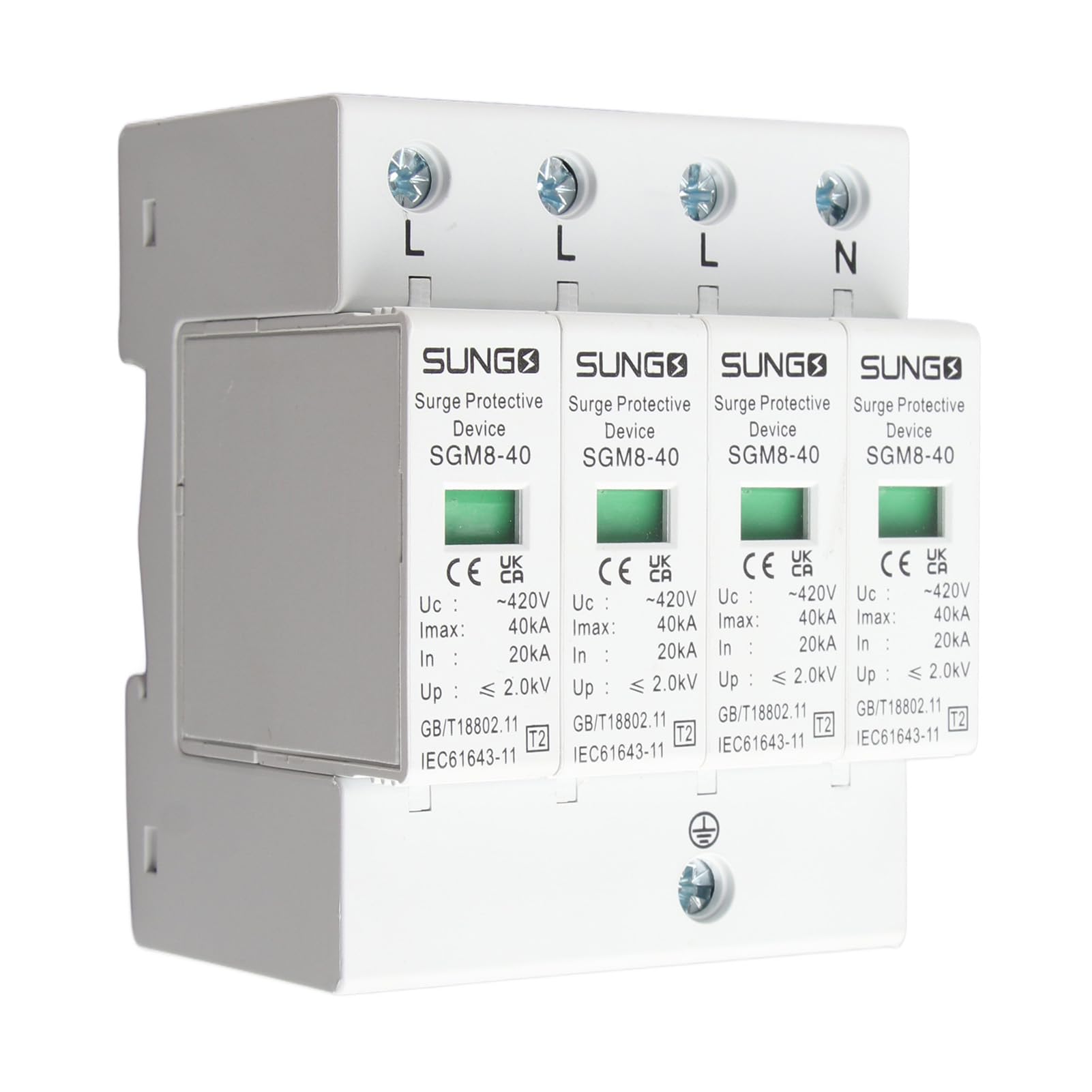 House Protective，4P 40KA House Din Rail Low-voltage Protector Arrester Device for Protectionsurge device three phase spd trifase