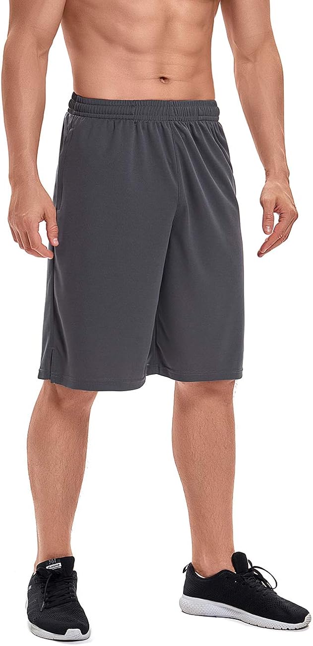 Devoropa Men's Athletic Basketball Shorts Loose-Fit Performance Sports Workout Shorts Zipper Pockets: Clothing