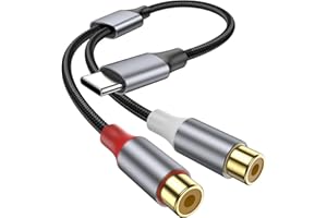 KAYQINHO USB C to RCA Audio Cable, USB C Male to Dual Female RCA Stereo Audio Y Splitter Adapter Cable for Computers, Laptops