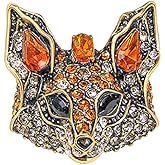 Rhinestone Small Fox Brooch Pin for Women Clear Crystal Cluster Animal Head Brooches Lapel Pins CZ Dress Accessories Suit Collar Decoration Jewelry for Christmas Halloween