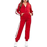 Arshiner Girls 2 Piece Outfits Sweatsuits Zip Up Hoodie Sweatshirt and Sweatpant Athletic Tracksuit Jogger Set