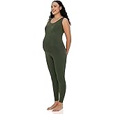 POSHDIVAH Women's Maternity Jumpsuit Romper Pregnancy Leggings Sleeveless Tank Top Bodycon Bodysuit Shapewear