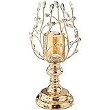 Kuajingdi Windproof Candle Holders with Crystal Flower Branch Hollow Pattern Design, Suitable for Creating Atmosphere and Hom