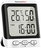 ThermoPro TP152 Hygrometer Indoor Thermometer with Clock, 3.3 inch Display view 1