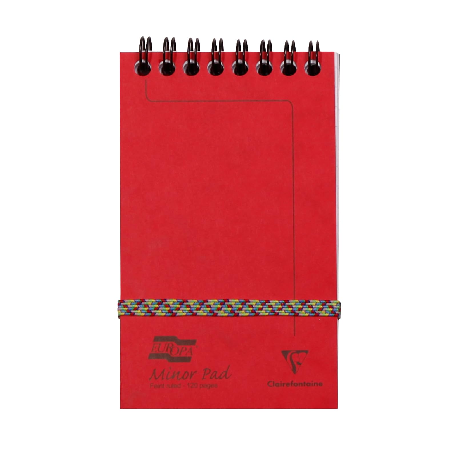 Clairefontaine 482/1156Z - One Minor Pad Europa Red Spiral Pad - Size: 7.6x12.2 cm - 120 Detachable Lined Pages - 90 g White Paper - Glossy Card Covers