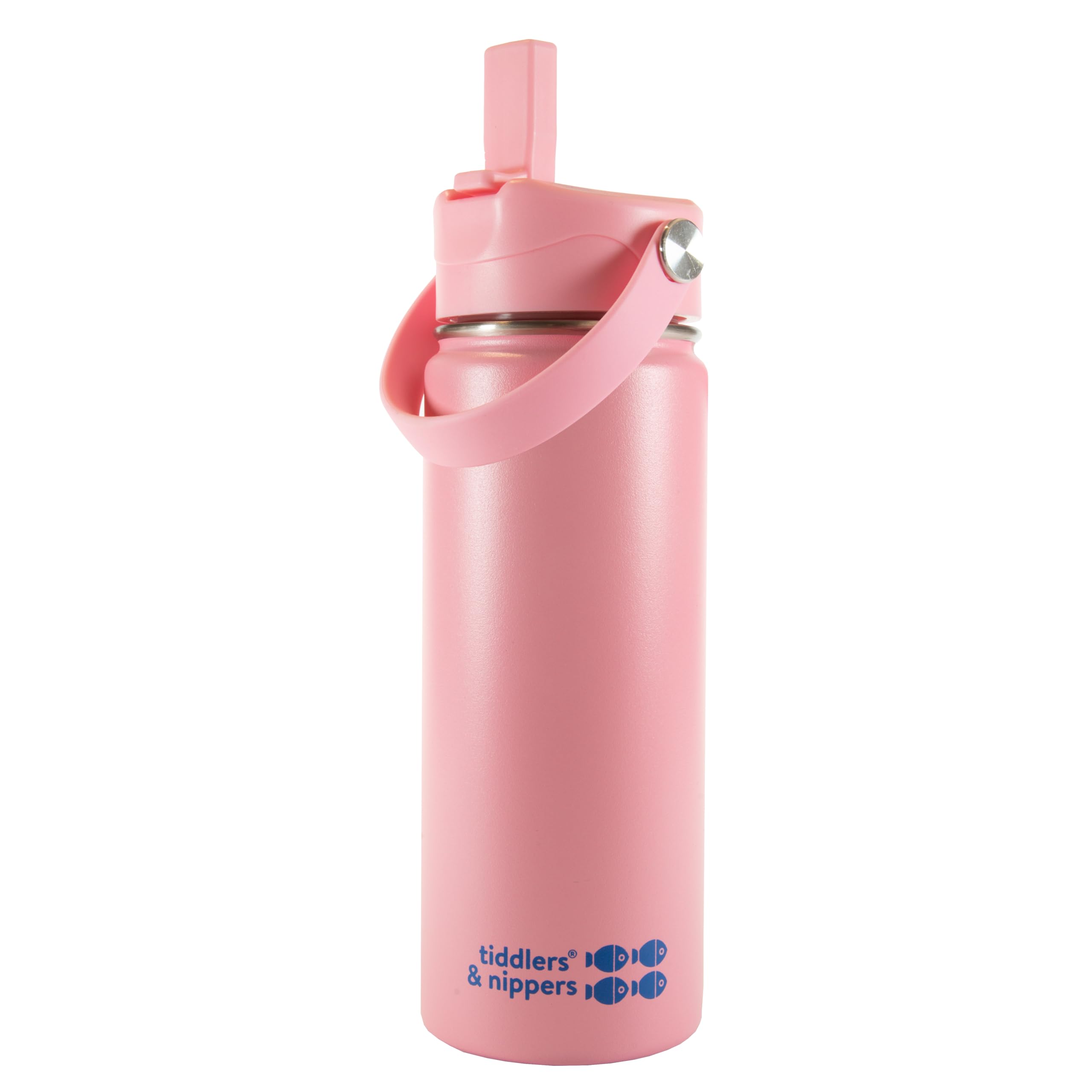 tiddlers & nippers Stainless Steel Vacuum Insulated Double Wall Kids Reusable Water Bottle with Leak Proof Straw 500ml | Keeps Cool for 24hrs & Warm for 10hrs + (Pink)