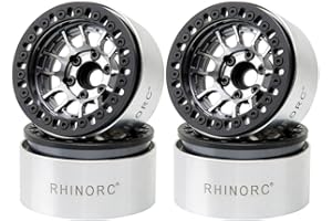 RHINOESC RhinoRC MOZA 1.9 Inch Negative Offset Aluminum Wheel Rim, 4PCS RC Beadlock Wheels for 1/10 RC Crawler Axial SCX10 RR10 Wraith TRX4 TRX-6 (WH1906)