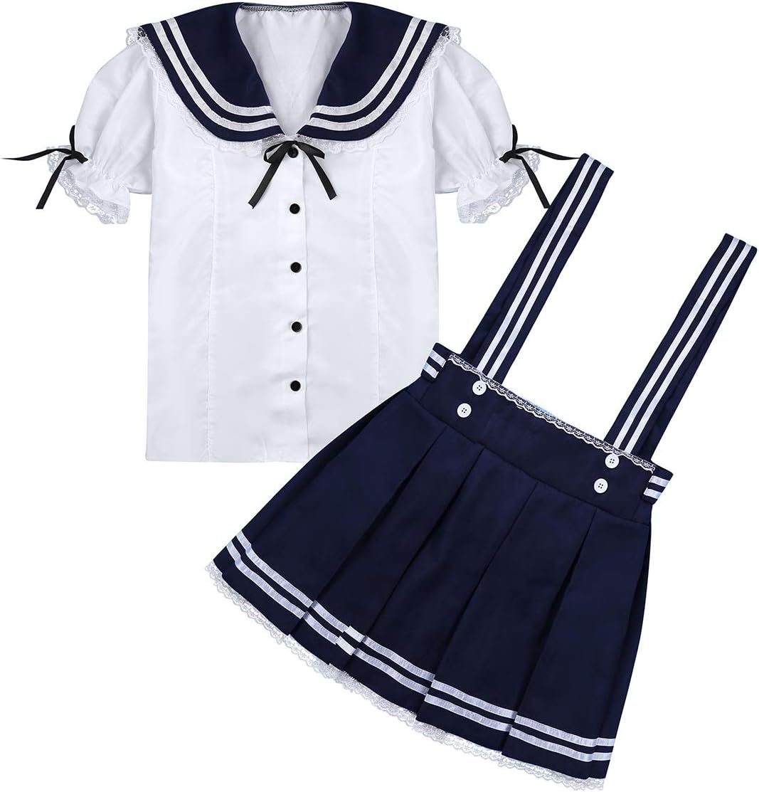 YOOJIA Womens' 2 Piece School Girl Costume Sailor Outfits Cosplay Japanese Uniform Fancy Dress Suit