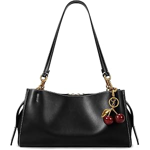 CATSEA Shoulder Bag Medium Pu Leather Tote Bag For Women Trendy Designer Handbag With Cherry Pendant For Travel Work