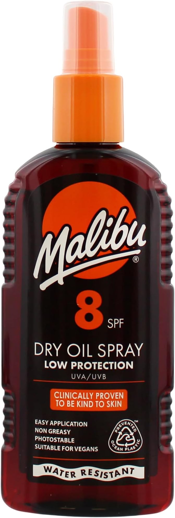 Malibu Sun SPF 8 Dry Oil Spray Tanning Shea Butter Moisturising Body Mist 200ml