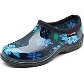 HISEA Waterproof Garden Shoe for Women Outdoor Slip-On Rain Boots Rubber Rain Shoes Short Ankle Booties and Garden Clogs with Comfort Insole