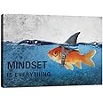 Wall Art for Living room Canvas Prints Bathroom Wall Decor for Bedroom Kitchen Artwork Blue Goldfish Shark Inspirational Mindset Painting Modern Framed Office Home Decorations Picture - 24" Hx36 W