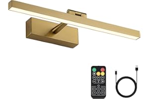 Joosenhouse Battery Operated Picture Light Wireless Gallery Light with Remote Control Rechargeable Wall Lights Brass 15.35" Dimmable and Timed Off Wall Sconce Light