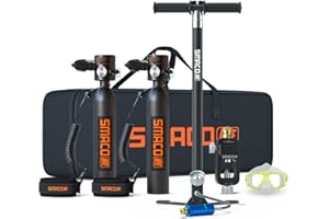 SMACO S300 Plus Mini Scuba Tank 0.5L Lung Air Tank Portable Mini Diving Tank Reusable Pony Bottle up to 10 Minutes Dive Time Backup Diving Oxygen Cylinder for Underwater Exploration Rescue
