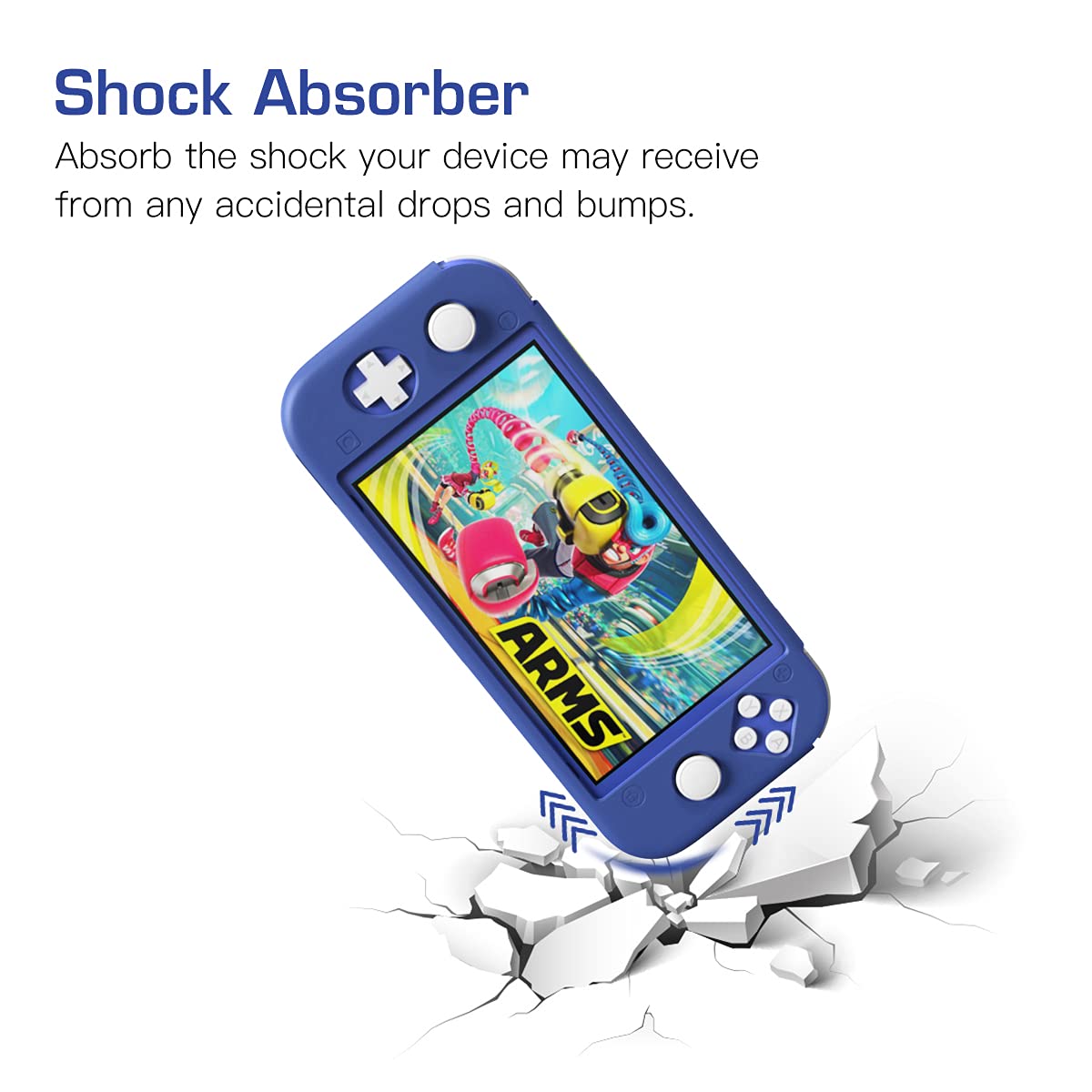 MoKo Protective Case for Switch Lite, Silicone Cover, Shock-Absorption Anti-Scratch Non-Slip Case - Blue