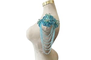 Jpumley.pksn Handmade 3D Three-Dimensional Flower Rhinestones Applique Sewing Crystal Fringe Beads Sequins Patches Accessory for Wedding Dresses DIY Decorative 6X10inches 1PCS/Bag (Sky Blue)