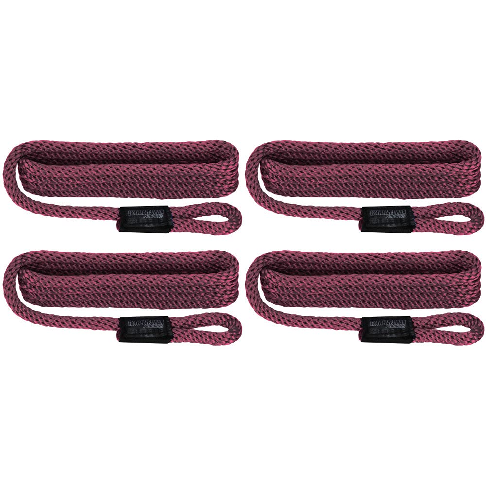 Extreme Max 3006.3375 BoatTector Solid Braid MFP Fender Line Value 4-Pack - 3/8" x 5', Burgundy