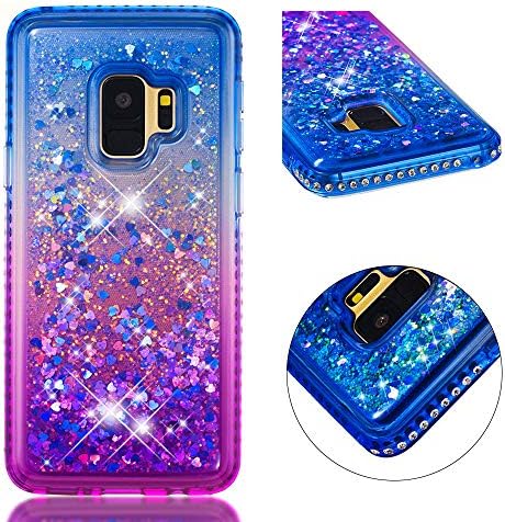 Stysen Galaxy S9 Liquid Case,Galaxy S9 Glitter Case,Creative Gradient Color Moving Quicksand Liquid Flowing TPU Cover for Samsung Galaxy S9-Blue Purple