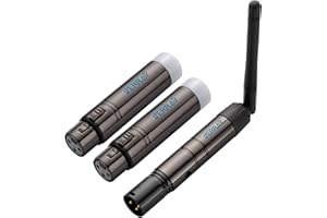 JERRAY 3Pcs Wireless DMX Dfi DJ 2.4G 2 Receivers & 1 Transmitter LED Stage Lighting Control Short Version for LED Stage Par Party Light Black DMX512 Wilress