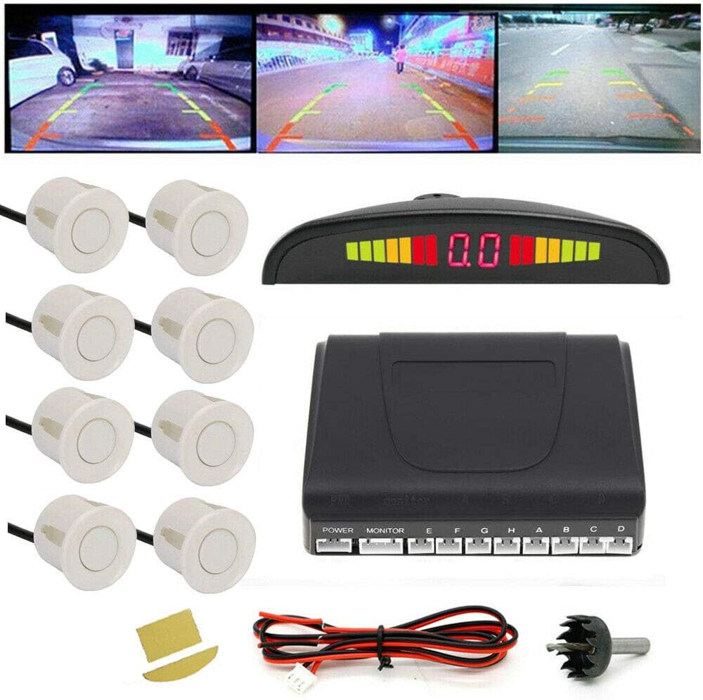 Parking Sensor Kit 8 Reversing Sensors for Cars Grey Reverse Radar