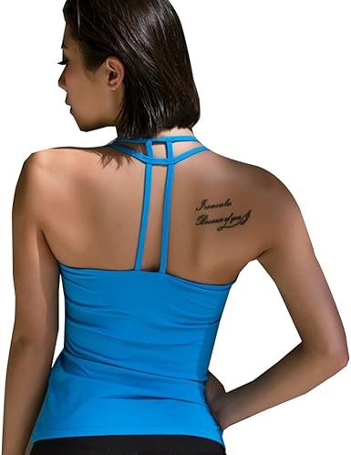 yoga tops with built in bra amazon