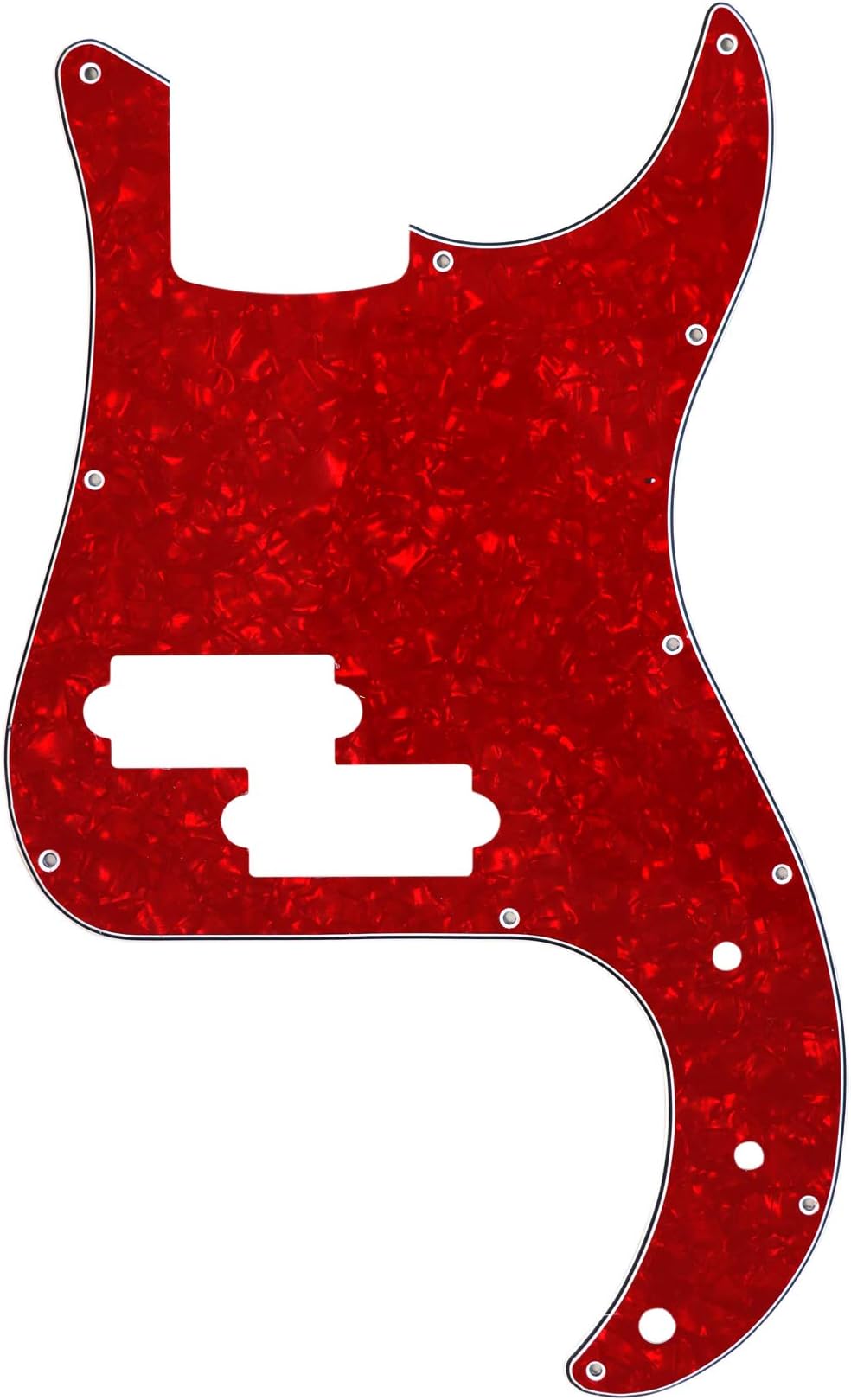 Metllor Electric Guitar Pickguard Scratch Plate 3 Ply 11 holes Compatible with Fender Style Precision Bass PB Bass P Bass. (Red Pearl)