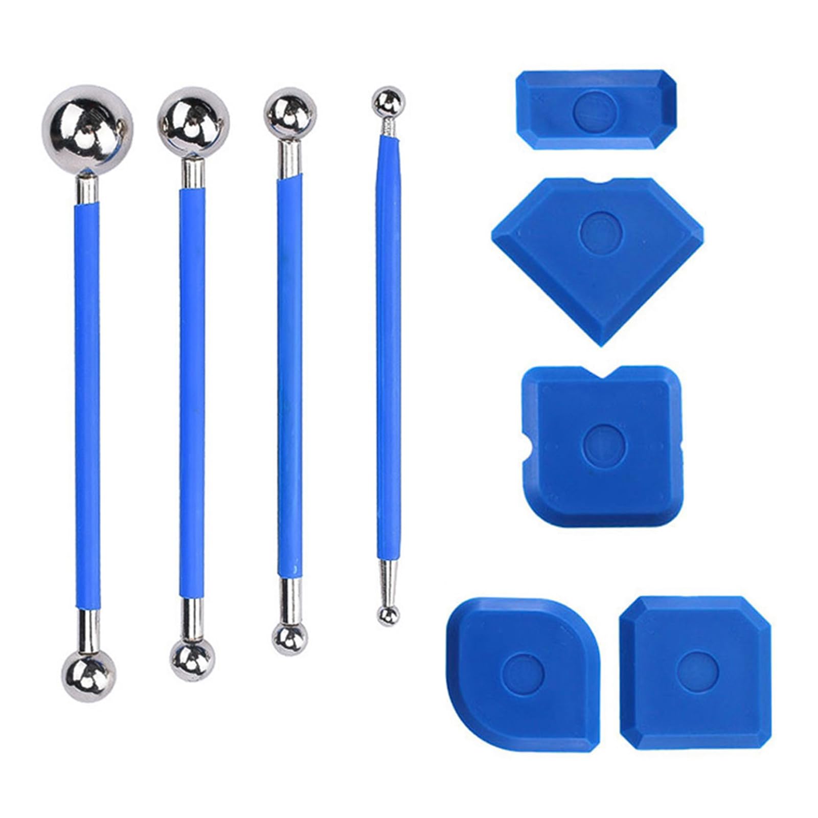 Rhsemi UBW001 9 Piece Tool Scraper Kit, Joint Smoother Set, Sealant Remover, for Kitchen, Bathroom, Tile Gap - Reusable and Replacement, 7 Pieces,Blue