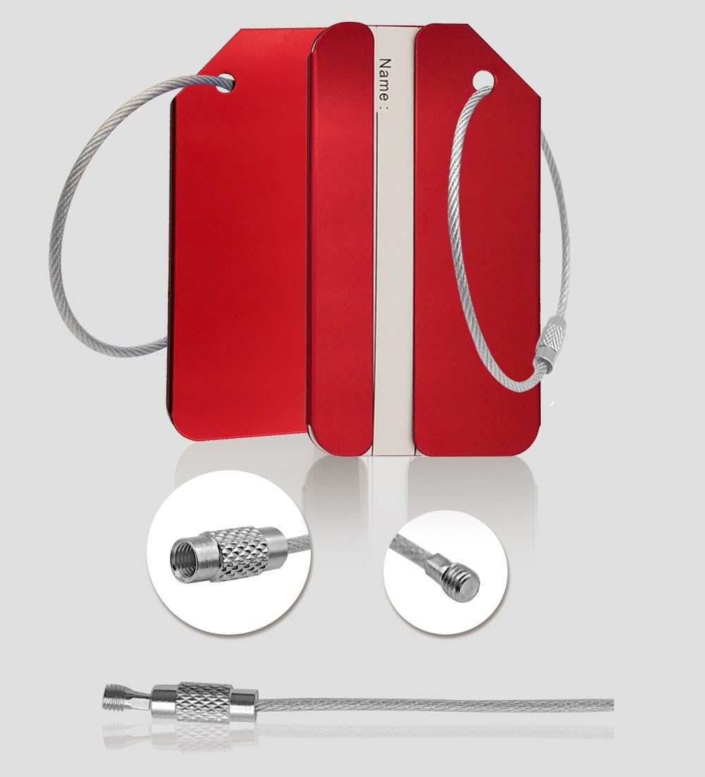 Aluminum Luggage Tag for Luggage Baggage Travel Identifier by Ovener (Red 2 Pcs) - Image 5
