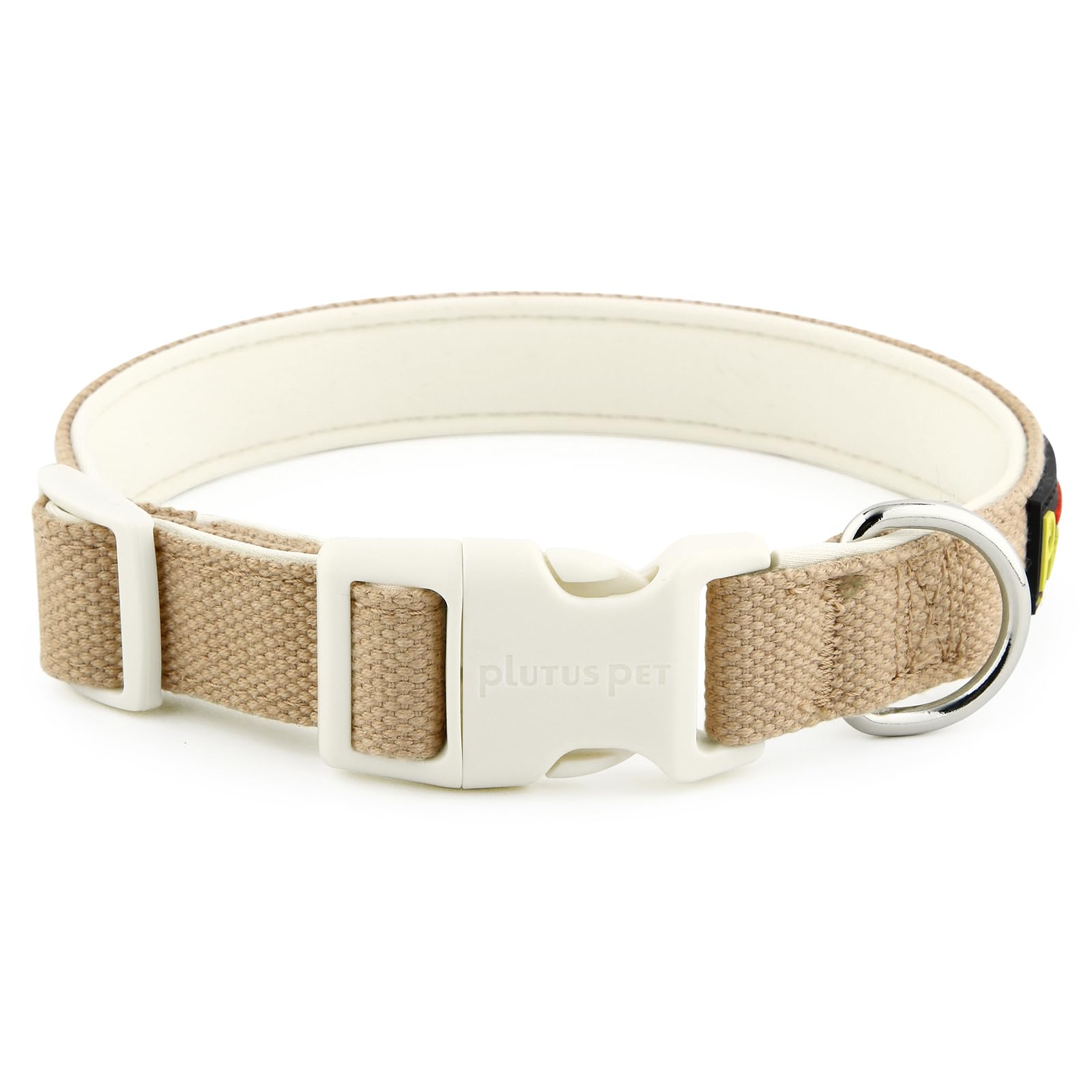 Plutus Pet Cotton Dog Collar, Heavy Duty Collar with Soft Padding, Adjustable and Comfortable for Small Medium and Large Dogs, Beige, XS