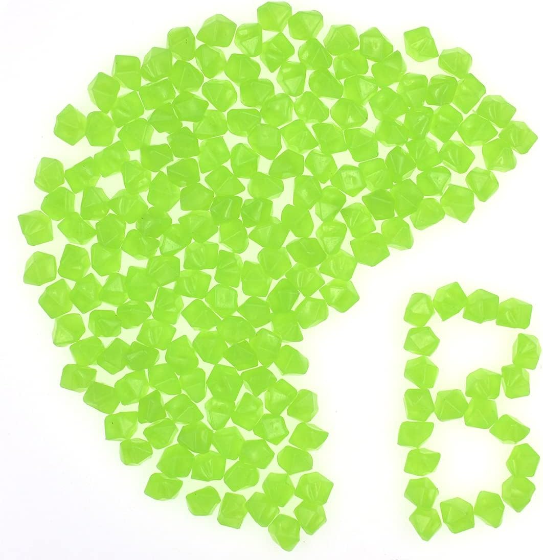 Hardscaping Materials - QTTLLI 200Pcs Glow Pebbles Mini Size Diamond Shape Glow in The Dark Decorative Stones Rocks for Garden Flower Pot Fish Tank, Green B