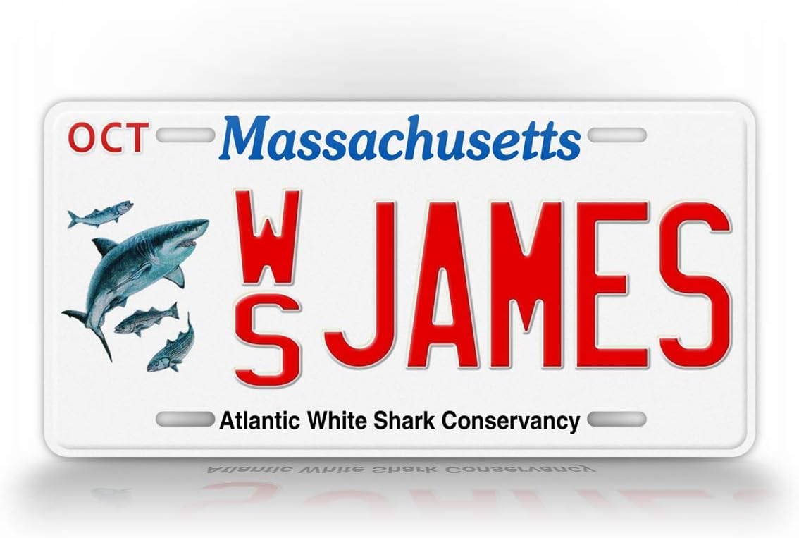 SignsAndTagsOnline Customized Massachusetts Atlantic White Shark Conservatory State License Plate MA Replica Personalized Text Auto Tag