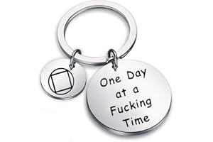 TGBJE One Day At a Time Keychain Sobriety Gift Addiction Recovery Gift AA Gift NA Recovery Sobriety Gift